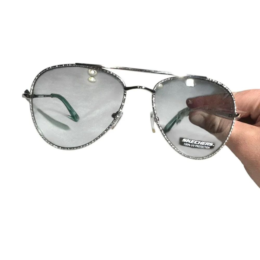 Skechers SE6083 Women's Aviator Sunglasses Silver Braided Gradient Smoke Lens